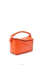 Loewe Women Small Puzzle bag in satin calfskin 206XF491 Orange - Image 3