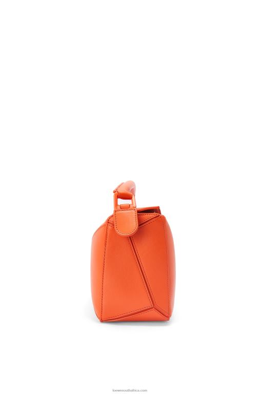 Loewe Women Small Puzzle bag in satin calfskin 206XF491 Orange - Image 4