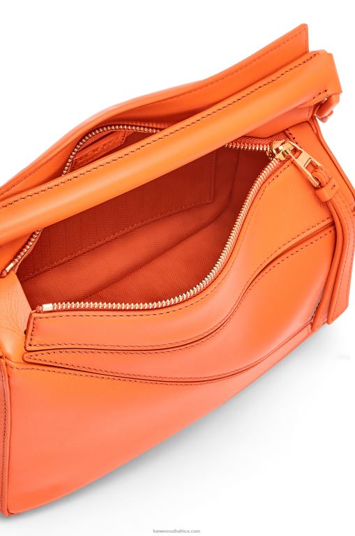 Loewe Women Small Puzzle bag in satin calfskin 206XF491 Orange - Image 7