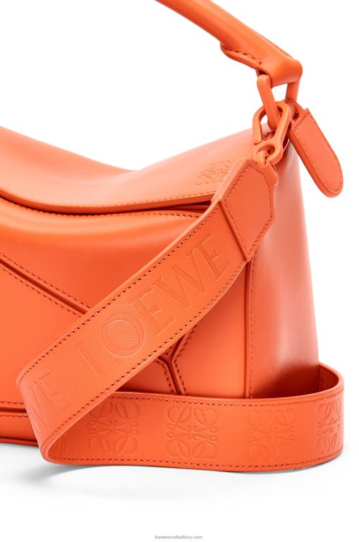 Loewe Women Small Puzzle bag in satin calfskin 206XF491 Orange - Image 8
