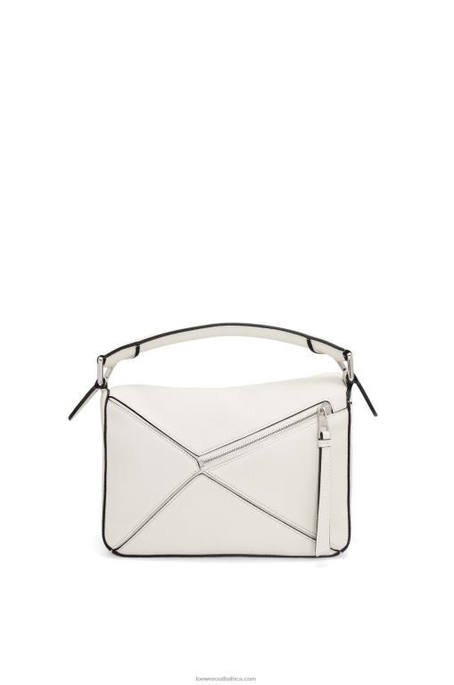 Loewe Women Small Puzzle bag in soft grained calfskin 206XF367 Soft White - Image 4