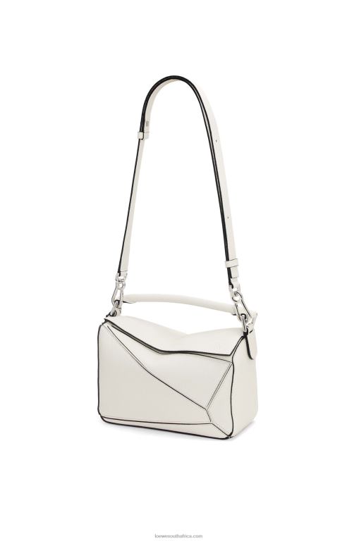Loewe Women Small Puzzle bag in soft grained calfskin 206XF367 Soft White - Image 5