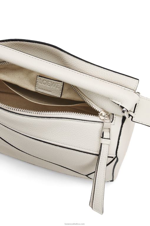 Loewe Women Small Puzzle bag in soft grained calfskin 206XF367 Soft White - Image 6