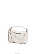 Loewe Women Small Puzzle bag in soft grained calfskin 206XF505 Soft White