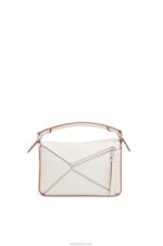 Loewe Women Small Puzzle bag in soft grained calfskin 206XF505 Soft White - Image 4