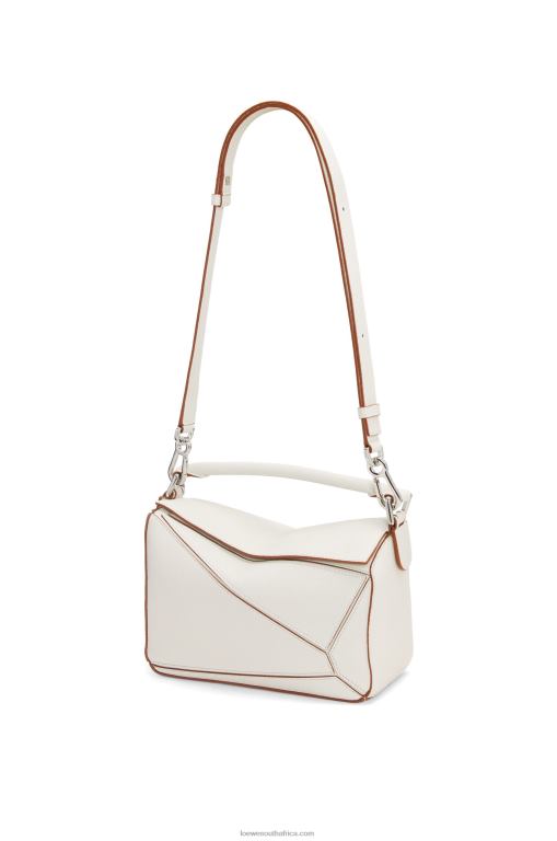 Loewe Women Small Puzzle bag in soft grained calfskin 206XF505 Soft White - Image 5