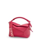 Loewe Women Small Puzzle Edge bag in satin calfskin 206XF436 Ruby Red Glaze