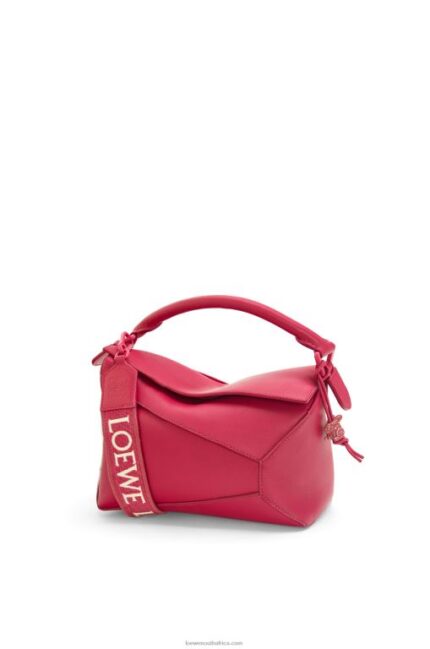 Loewe Women Small Puzzle Edge bag in satin calfskin 206XF436 Ruby Red Glaze