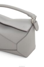 Loewe Women Small Puzzle Edge bag in soft grained calfskin 206XF366 Pearl Grey - Image 8