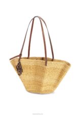 Loewe Women Small Shell Basket bag in elephant grass and calfskin 206XF62 Natural/Pecan - Image 2