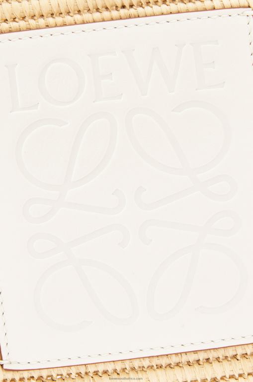 Loewe Women Small Square Basket bag in raffia and calfskin 206XF47 Natural/White - Image 6