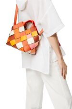 Loewe Women Small Surplus Leather Woven basket bag in calfskin 206XF102 Orange - Image 2