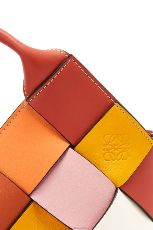 Loewe Women Small Surplus Leather Woven basket bag in calfskin 206XF102 Orange - Image 7