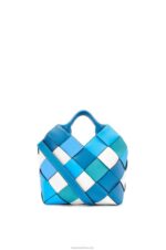 Loewe Women Small Surplus Leather Woven basket bag in calfskin 206XF104 Blue