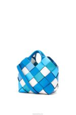 Loewe Women Small Surplus Leather Woven basket bag in calfskin 206XF104 Blue - Image 3