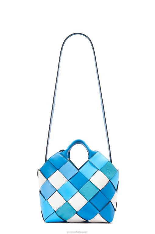 Loewe Women Small Surplus Leather Woven basket bag in calfskin 206XF104 Blue - Image 5