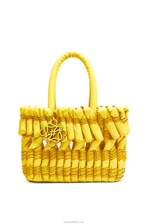 loewe_women_small_tubular_basket_in_nappa_lambskin_206xf92_yellow.jpg Loewe Women Small Tubular Basket in nappa lambskin 206XF92 Yellow - Image 1