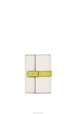 Loewe Women Small vertical wallet in soft grained calfskin 206XF1228 Soft White/Lime Yellow