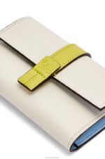 Loewe Women Small vertical wallet in soft grained calfskin 206XF1228 Soft White/Lime Yellow - Image 5