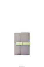 Loewe Women Small vertical wallet in soft grained calfskin 206XF1252 Pearl Grey/Light Pale Green