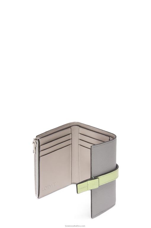 Loewe Women Small vertical wallet in soft grained calfskin 206XF1252 Pearl Grey/Light Pale Green - Image 3