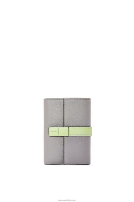 Loewe Women Small vertical wallet in soft grained calfskin 206XF1252 Pearl Grey/Light Pale Green