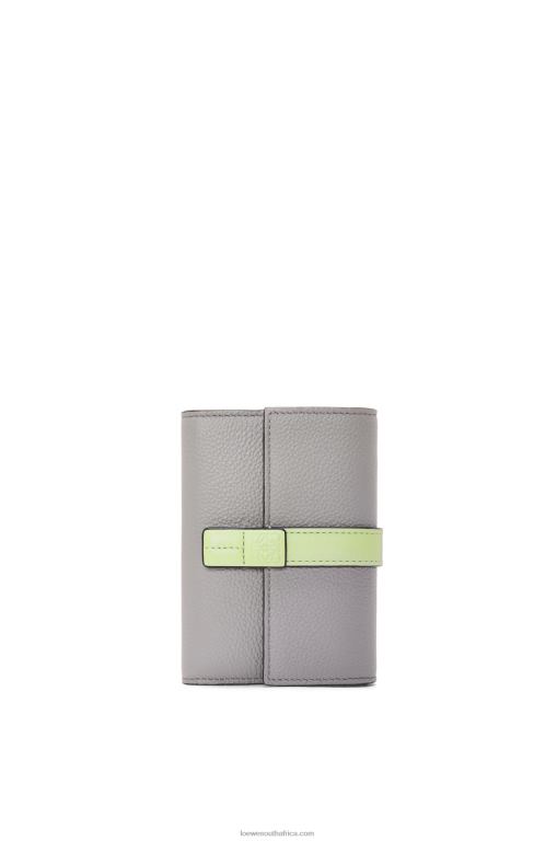 loewe_women_small_vertical_wallet_in_soft_grained_calfskin_206xf1252_pearl_grey_light_pale_green.jpg Loewe Women Small vertical wallet in soft grained calfskin 206XF1252 Pearl Grey/Light Pale Green - Image 1