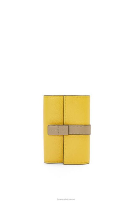 Loewe Women Small vertical wallet in soft grained calfskin 206XF1282 Yellow/Clay Green
