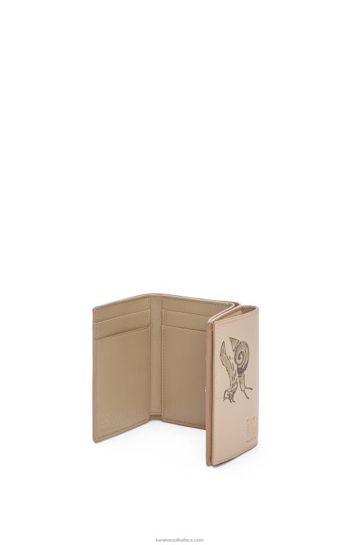 Loewe Women Snail trifold wallet in classic calfskin 206XF1300 Dusty Beige - Image 4