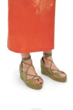 Loewe Women Solar wedge espadrille in jute 206XF699 Olive - Image 2