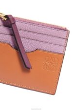 Loewe Women Square cardholder in soft grained calfskin with chain 206XF1365 Dirty Mauve/Tan - Image 5