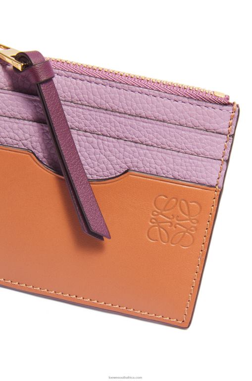 Loewe Women Square cardholder in soft grained calfskin with chain 206XF1365 Dirty Mauve/Tan - Image 5