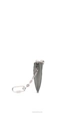 Loewe Women Square cardholder in soft grained calfskin with chain 206XF1366 Pearl Grey/Light Pale Green - Image 2