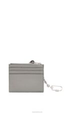Loewe Women Square cardholder in soft grained calfskin with chain 206XF1366 Pearl Grey/Light Pale Green - Image 3