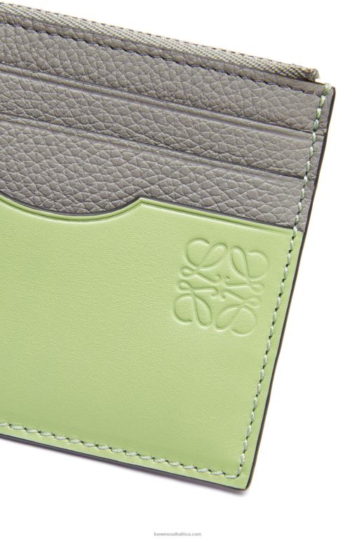 Loewe Women Square cardholder in soft grained calfskin with chain 206XF1366 Pearl Grey/Light Pale Green - Image 5