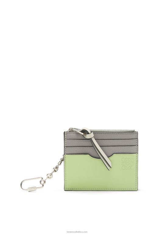 loewe_women_square_cardholder_in_soft_grained_calfskin_with_chain_206xf1366_pearl_grey_light_pale_green.jpg Loewe Women Square cardholder in soft grained calfskin with chain 206XF1366 Pearl Grey/Light Pale Green - Image 1