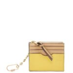 Loewe Women Square cardholder in soft grained calfskin with chain 206XF1378 Butter/Pale Lemon
