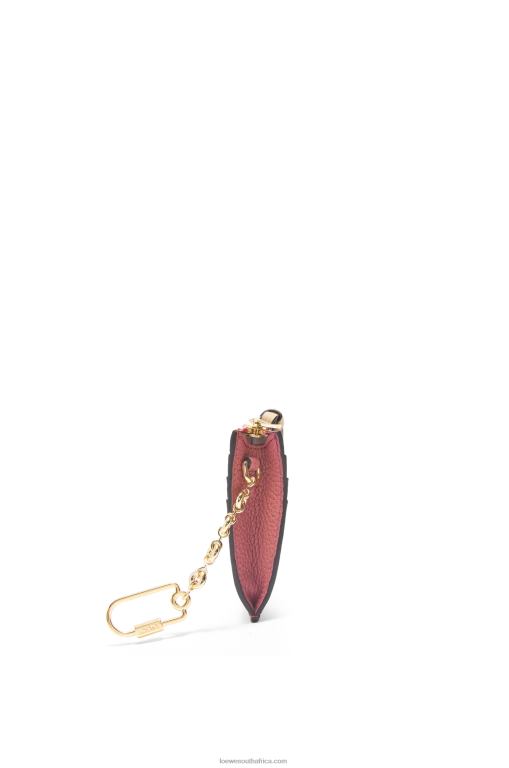 Loewe Women Square cardholder in soft grained calfskin with chain 206XF1379 Plumrose/Chocolate - Image 2