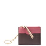 Loewe Women Square cardholder in soft grained calfskin with chain 206XF1379 Plumrose/Chocolate