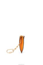 Loewe Women Square cardholder in soft grained calfskin with chain 206XF1380 Mandarin/Coral Reef - Image 2