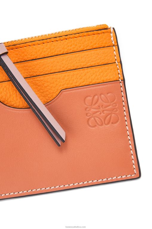 Loewe Women Square cardholder in soft grained calfskin with chain 206XF1380 Mandarin/Coral Reef - Image 5