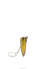 Loewe Women Square cardholder in soft grained calfskin with chain 206XF1383 Yellow/Clay Green - Image 2