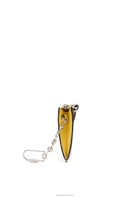 Loewe Women Square cardholder in soft grained calfskin with chain 206XF1383 Yellow/Clay Green - Image 2
