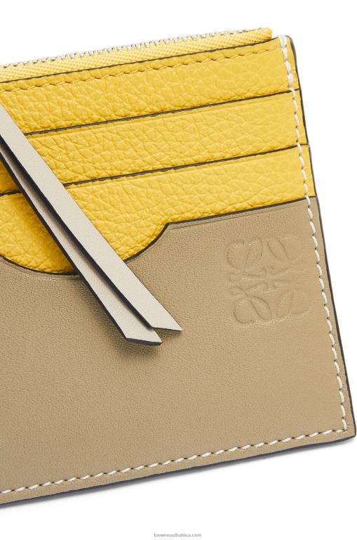 Loewe Women Square cardholder in soft grained calfskin with chain 206XF1383 Yellow/Clay Green - Image 5