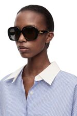 Loewe Women Square halfmoon sunglasses in acetate 206XF1439 Black - Image 2