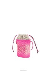 Loewe Women Square pocket in iraca palm and calfskin 206XF223 Fuchsia - Image 2