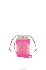 Loewe Women Square pocket in iraca palm and calfskin 206XF223 Fuchsia