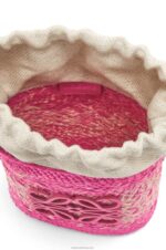 Loewe Women Square pocket in iraca palm and calfskin 206XF223 Fuchsia - Image 4
