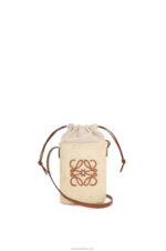 Loewe Women Square pocket in iraca palm and calfskin 206XF315 Natural/Tan
