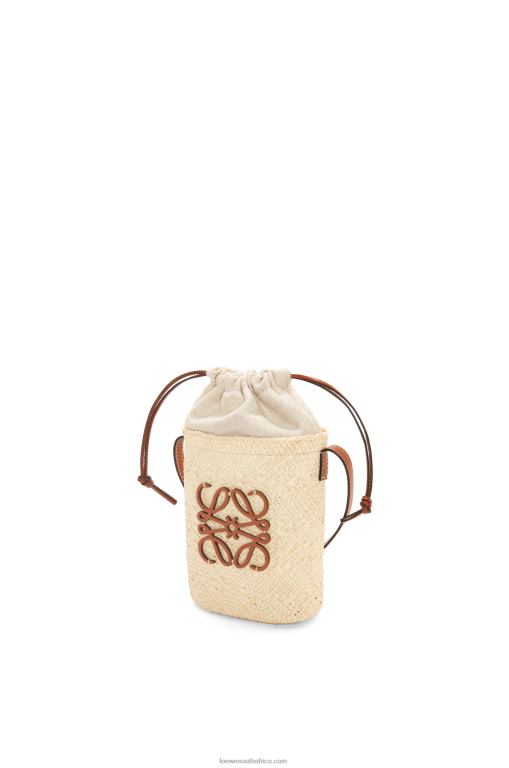 Loewe Women Square pocket in iraca palm and calfskin 206XF315 Natural/Tan - Image 3